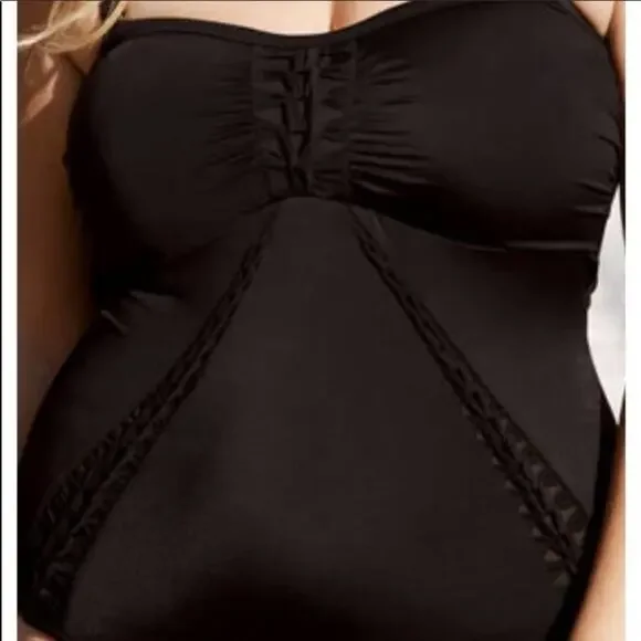 Swimsuits For All CROCHET Black BANDEAU SWIMSUIT - Picture 2 of 8